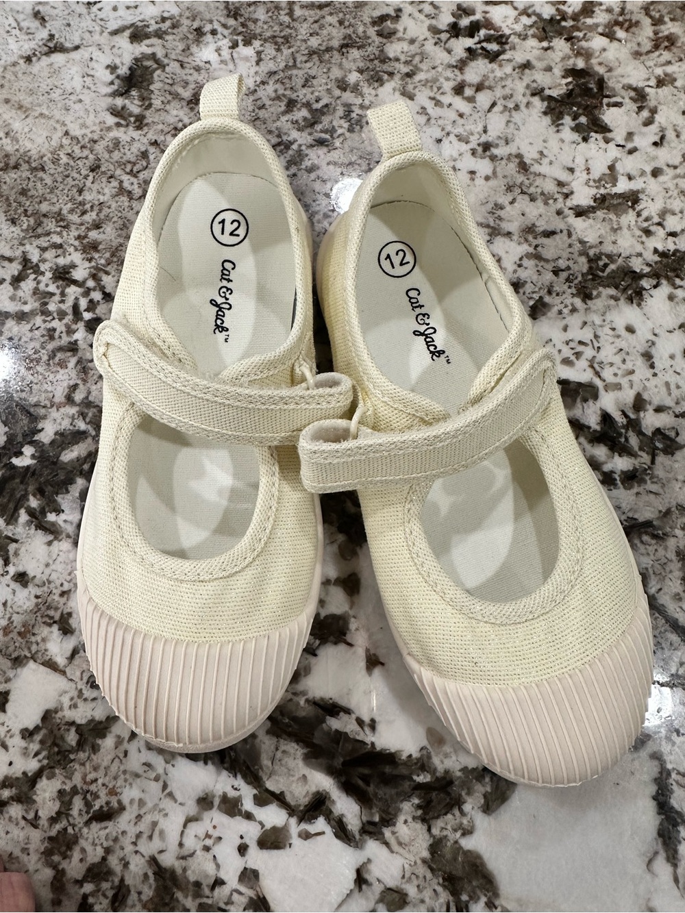 Cat & Jack Cream Canvas Mary Jane Kids Shoes size 12